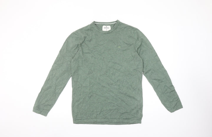 Springfield Men's Green Cotton Crew Neck Pullover Jumper Size S