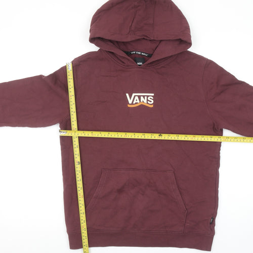 Vans Boys Burgundy Hoodie Large Pullover Cotton Graphic Logo Sweatshirt