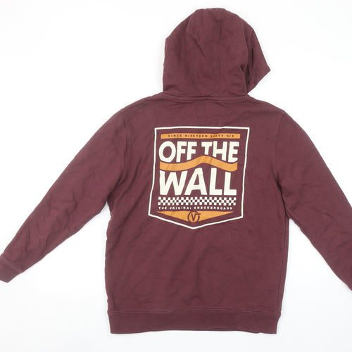 Vans Boys Burgundy Hoodie Large Pullover Cotton Graphic Logo Sweatshirt