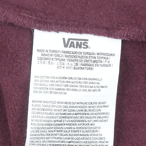 Vans Boys Burgundy Hoodie Large Pullover Cotton Graphic Logo Sweatshirt