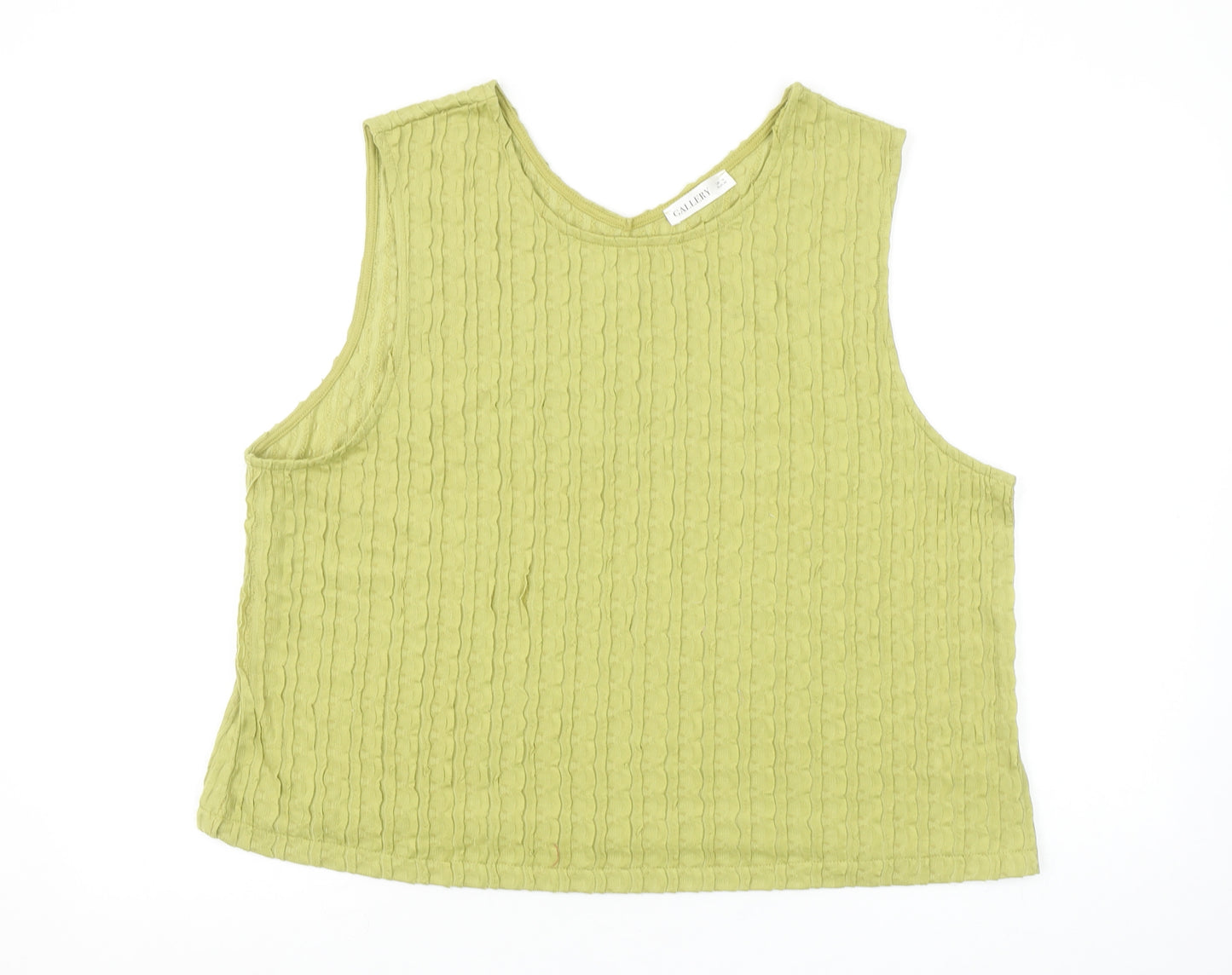 Gallery Women's Green Cropped Sleeveless Cotton Blend Tank Top UK 18