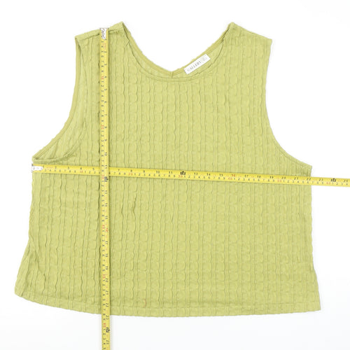 Gallery Women's Green Cropped Sleeveless Cotton Blend Tank Top UK 18