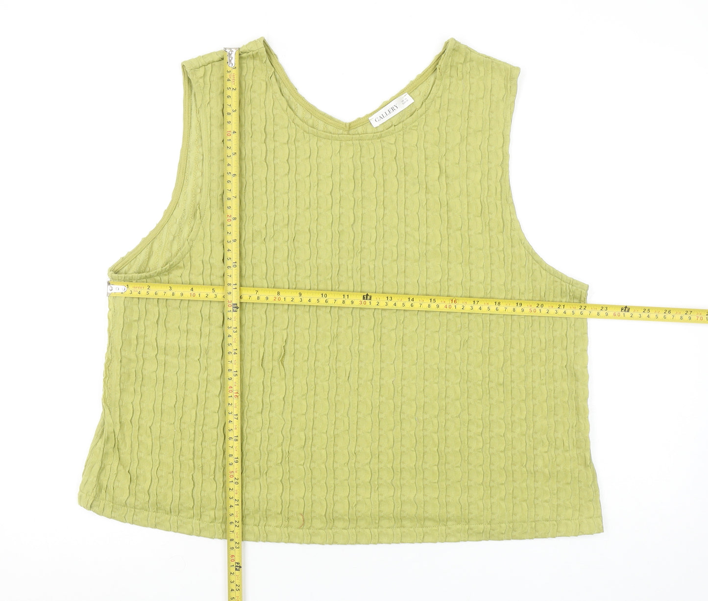 Gallery Women's Green Cropped Sleeveless Cotton Blend Tank Top UK 18