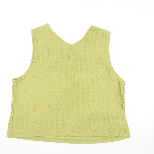 Gallery Women's Green Cropped Sleeveless Cotton Blend Tank Top UK 18