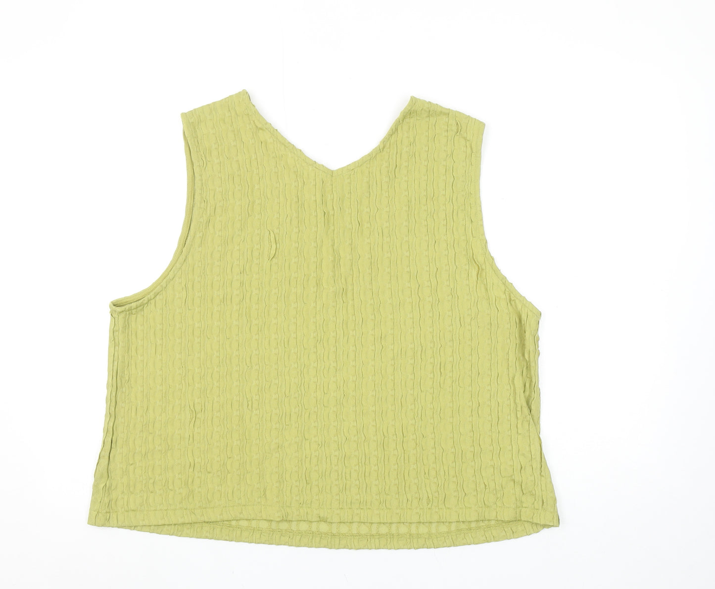 Gallery Women's Green Cropped Sleeveless Cotton Blend Tank Top UK 18