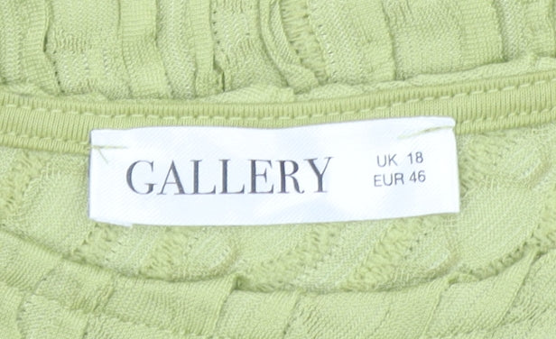Gallery Women's Green Cropped Sleeveless Cotton Blend Tank Top UK 18