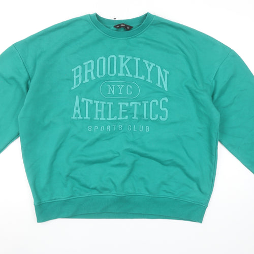 F&F Womens Green Brooklyn Athletics Crew Neck Sweatshirt UK 14