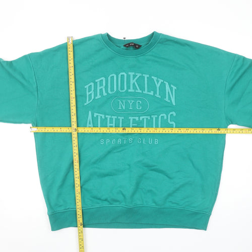 F&F Womens Green Brooklyn Athletics Crew Neck Sweatshirt UK 14
