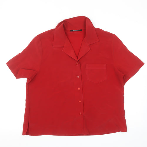 Dunnes Stores Women’s Red Button-Up Short Sleeve Collared Shirt Size 16