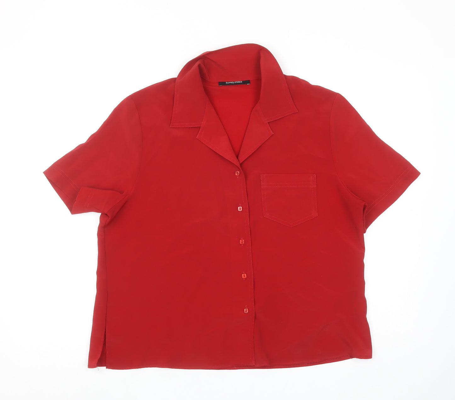 Dunnes Stores Women’s Red Button-Up Short Sleeve Collared Shirt Size 16