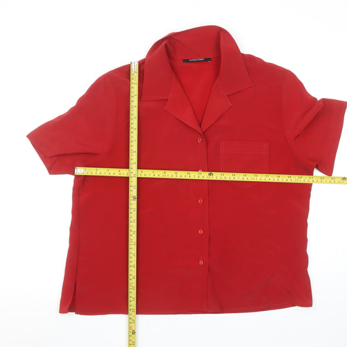 Dunnes Stores Women’s Red Button-Up Short Sleeve Collared Shirt Size 16