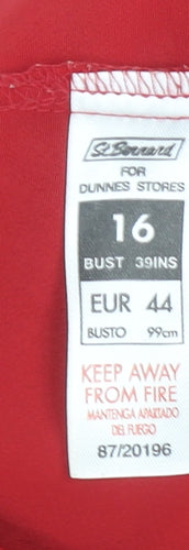 Dunnes Stores Women’s Red Button-Up Short Sleeve Collared Shirt Size 16