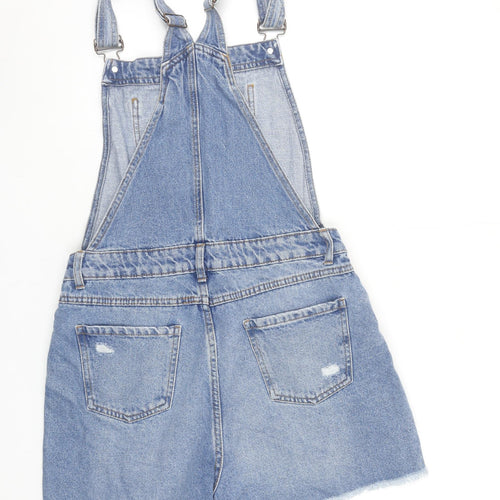 New Look Girls Blue Denim Dungaree Shorts Age 15 Adjustable Straps