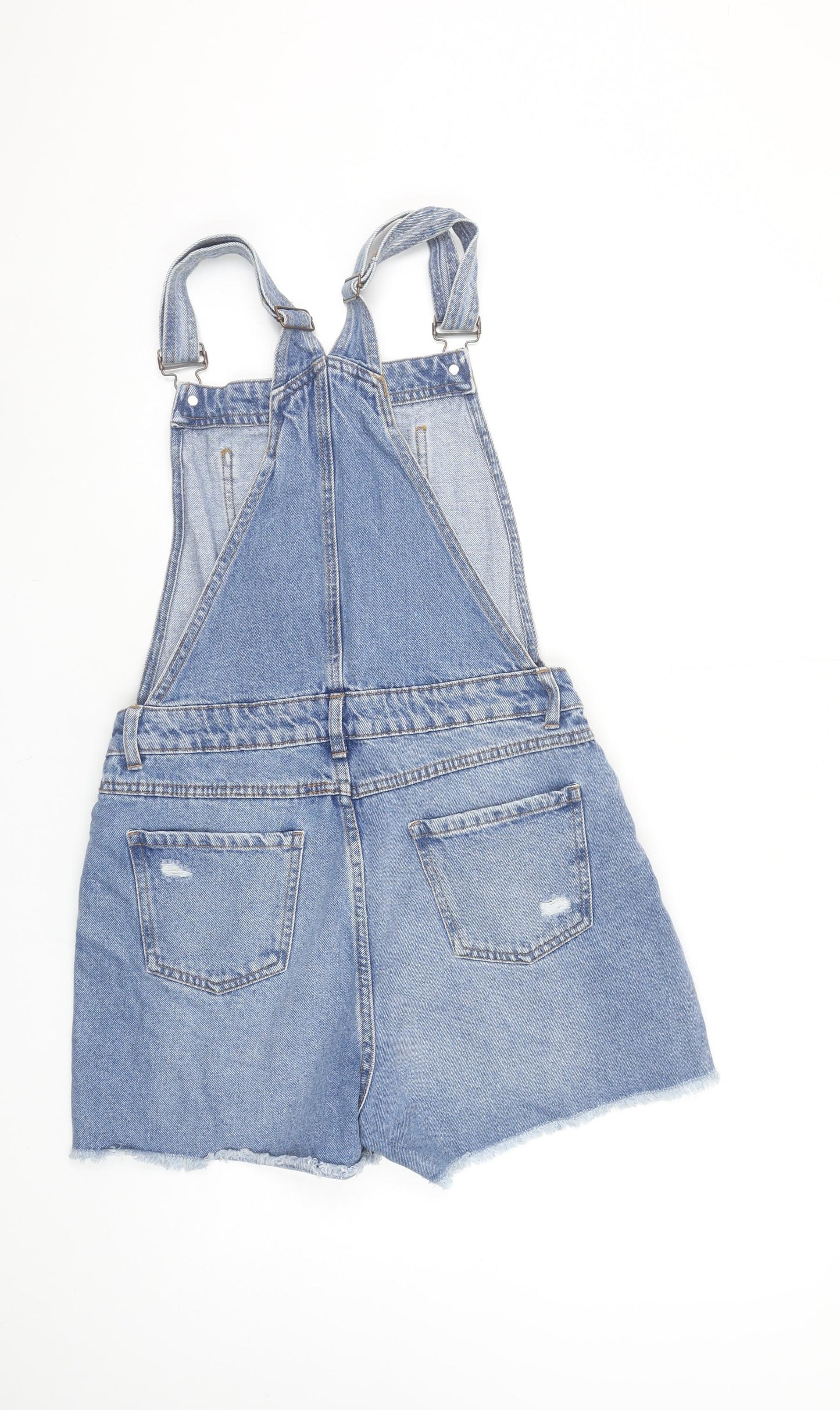 New Look Girls Blue Denim Dungaree Shorts Age 15 Adjustable Straps