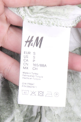 H&M Women’s Green Tropical Leaf Print Cotton Midi Slip Dress Size S
