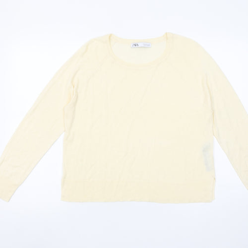 ZARA Women’s Beige Viscose Acrylic Round Neck Pullover Jumper Size S