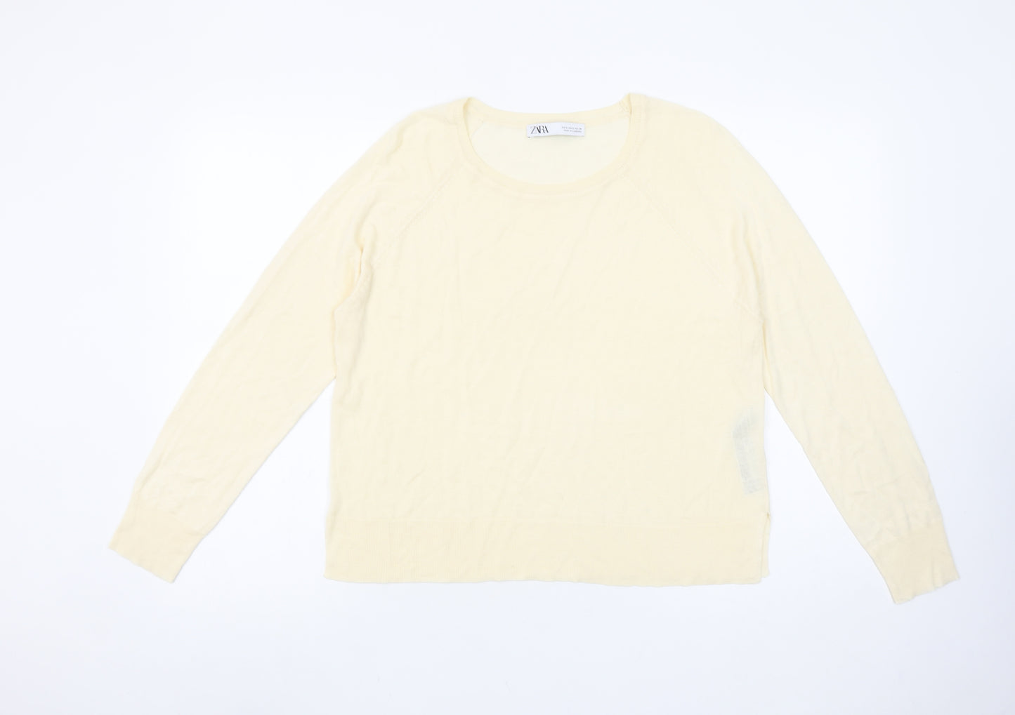 ZARA Women’s Beige Viscose Acrylic Round Neck Pullover Jumper Size S