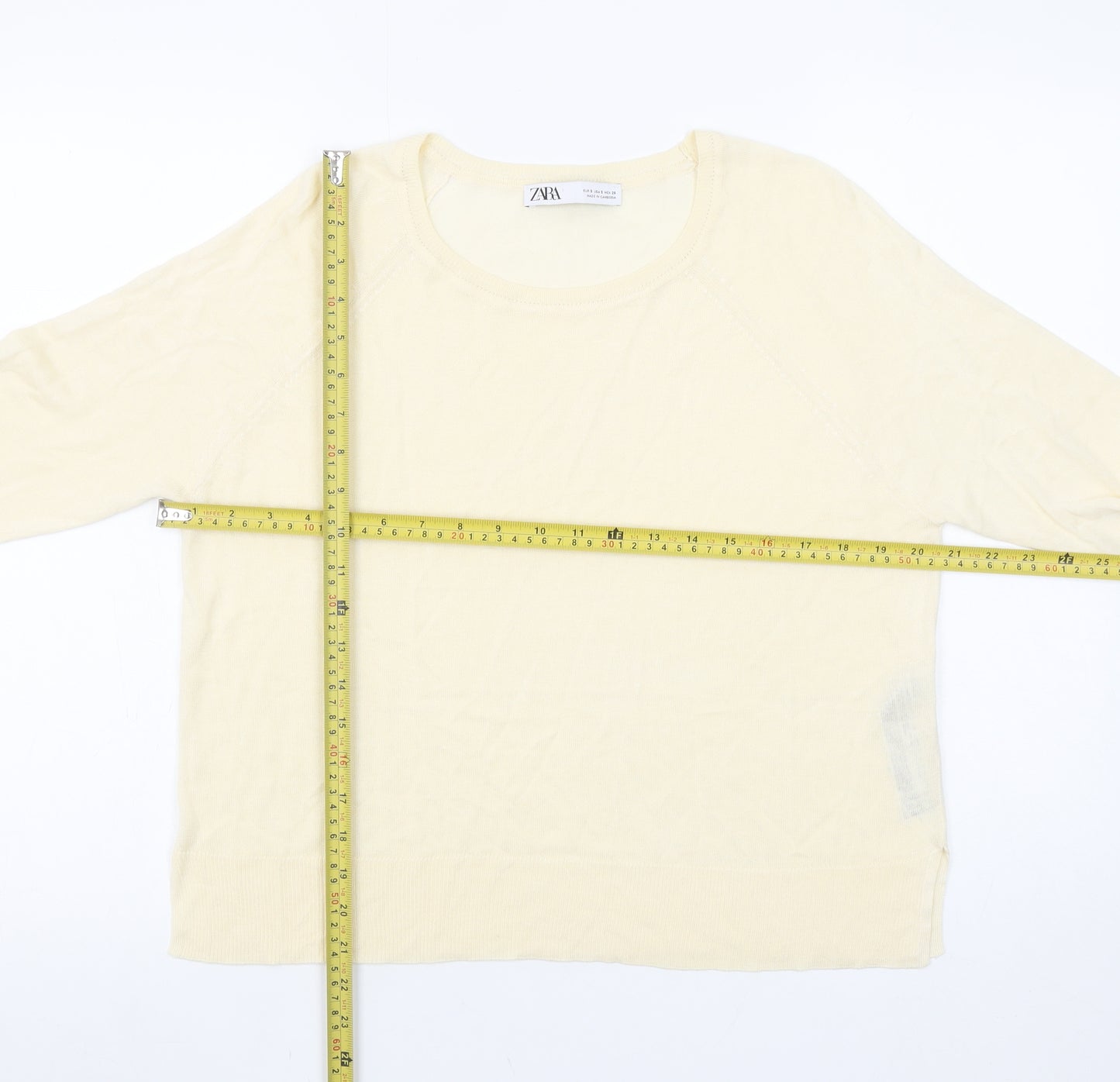 ZARA Women’s Beige Viscose Acrylic Round Neck Pullover Jumper Size S