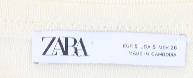 ZARA Women’s Beige Viscose Acrylic Round Neck Pullover Jumper Size S