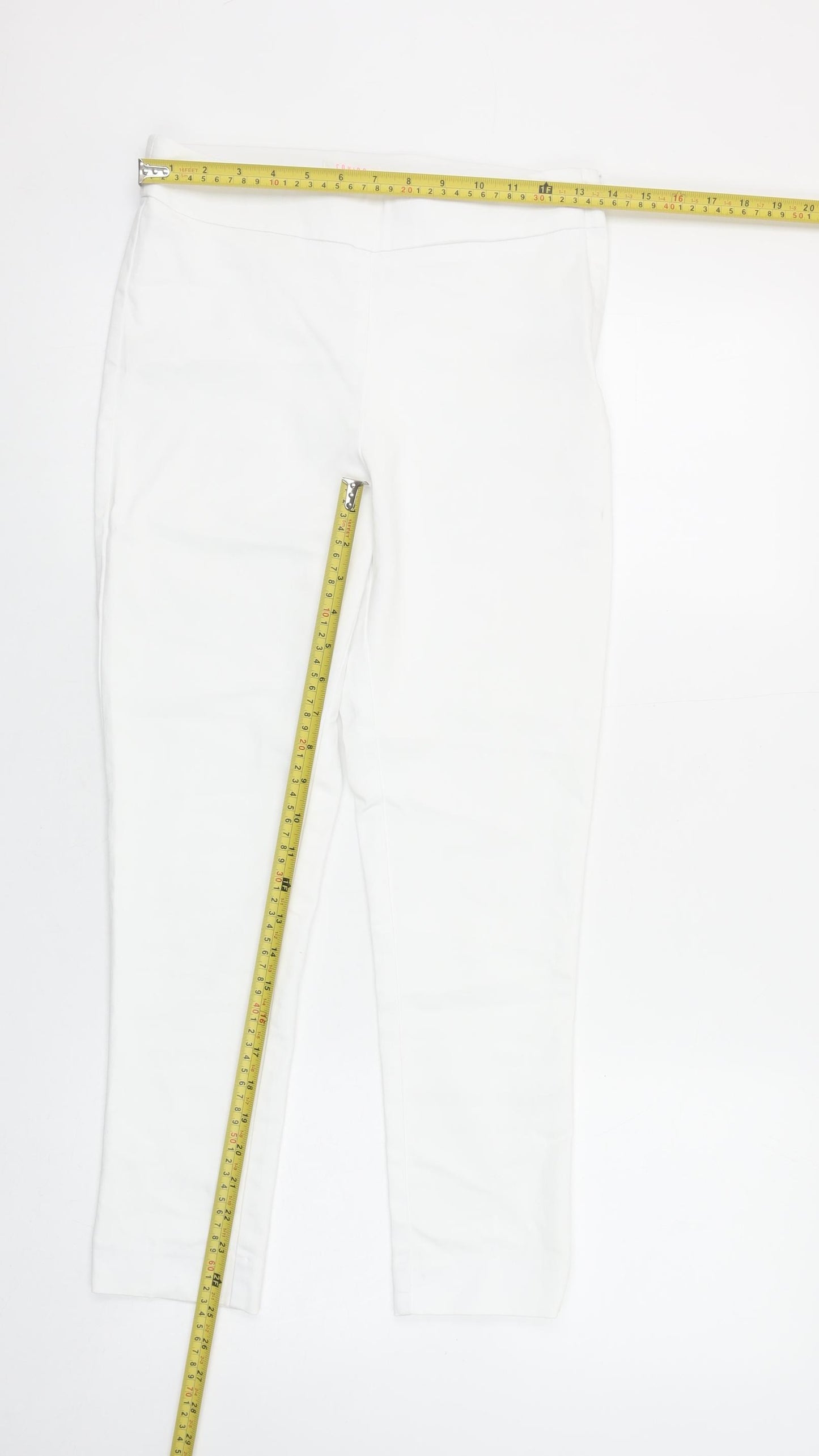 Savida Women White Cotton Blend Ankle Leggings Size 8