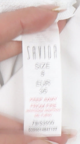 Savida Women White Cotton Blend Ankle Leggings Size 8