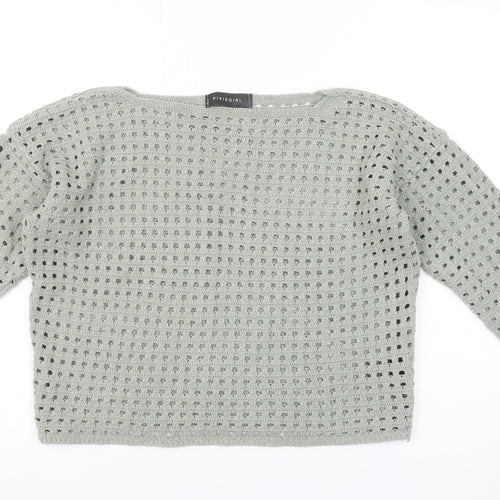 Pixiegirl Women’s Grey Open-Knit Pullover Jumper Size 10-12