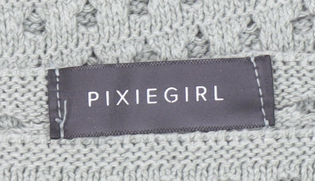 Pixiegirl Women’s Grey Open-Knit Pullover Jumper Size 10-12