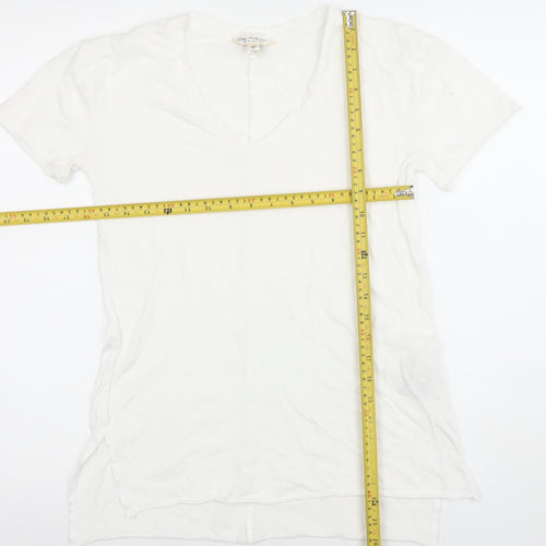 Miss Selfridge Women’s White V-Neck Short Sleeve Modal Cotton T-Shirt Size 6