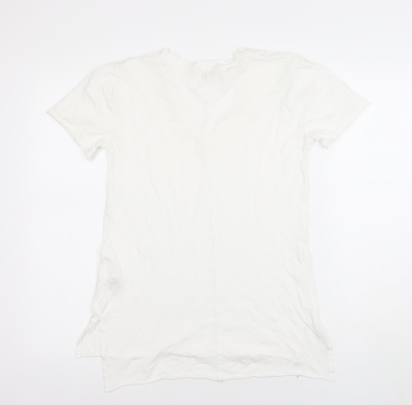 Miss Selfridge Women’s White V-Neck Short Sleeve Modal Cotton T-Shirt Size 6