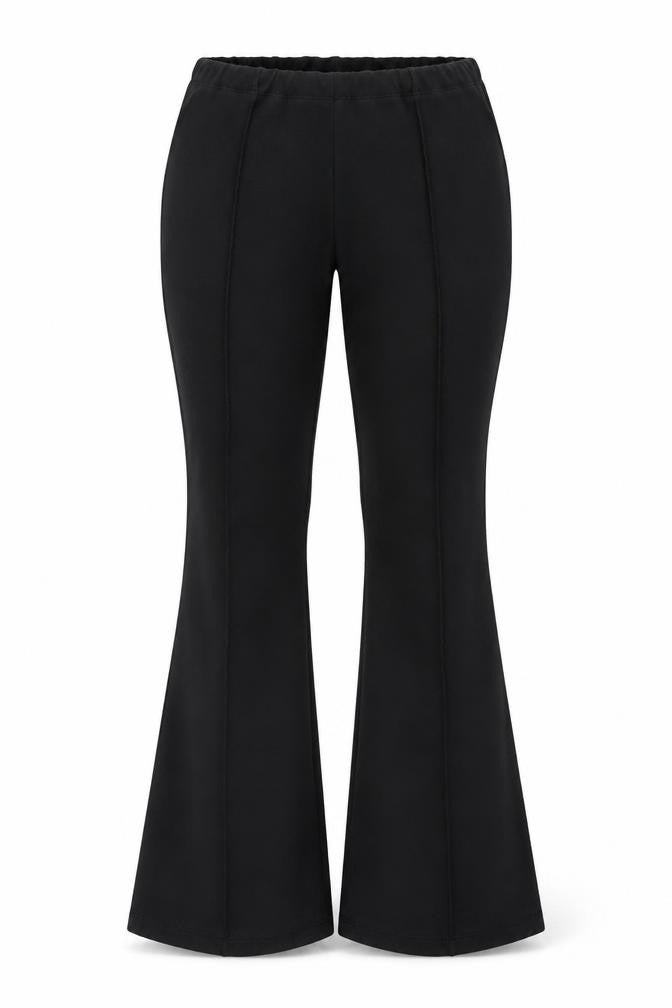 Front view of Savida women’s black crepe stretch trousers, size UK 8, regular fit