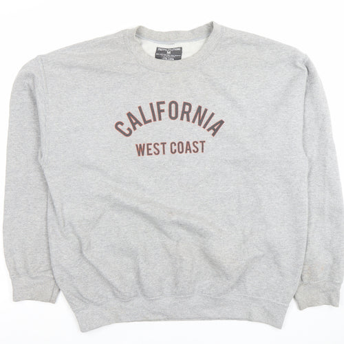 PrettyLittleThing Men's Grey California West Coast Sweatshirt Medium