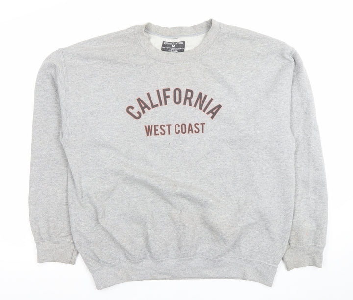 PrettyLittleThing Men's Grey California West Coast Sweatshirt Medium
