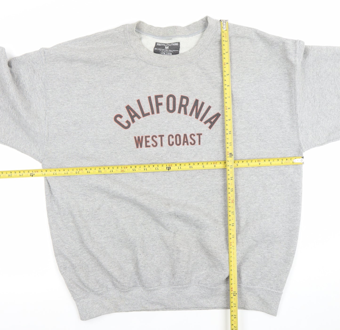 PrettyLittleThing Men's Grey California West Coast Sweatshirt Medium