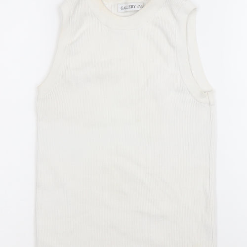 Gallery Women Ivory Sleeveless Ribbed Tank Top UK S