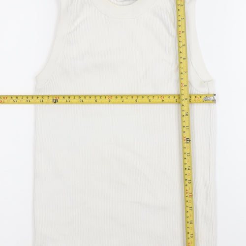 Gallery Women Ivory Sleeveless Ribbed Tank Top UK S