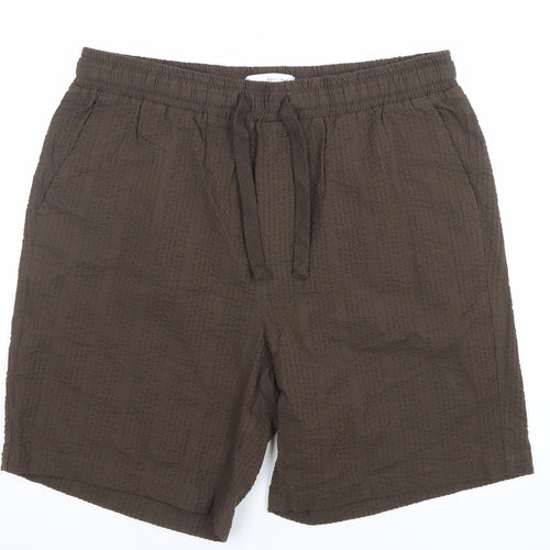 Denim & Co Mens Brown Relaxed Fit Cotton Shorts Size S