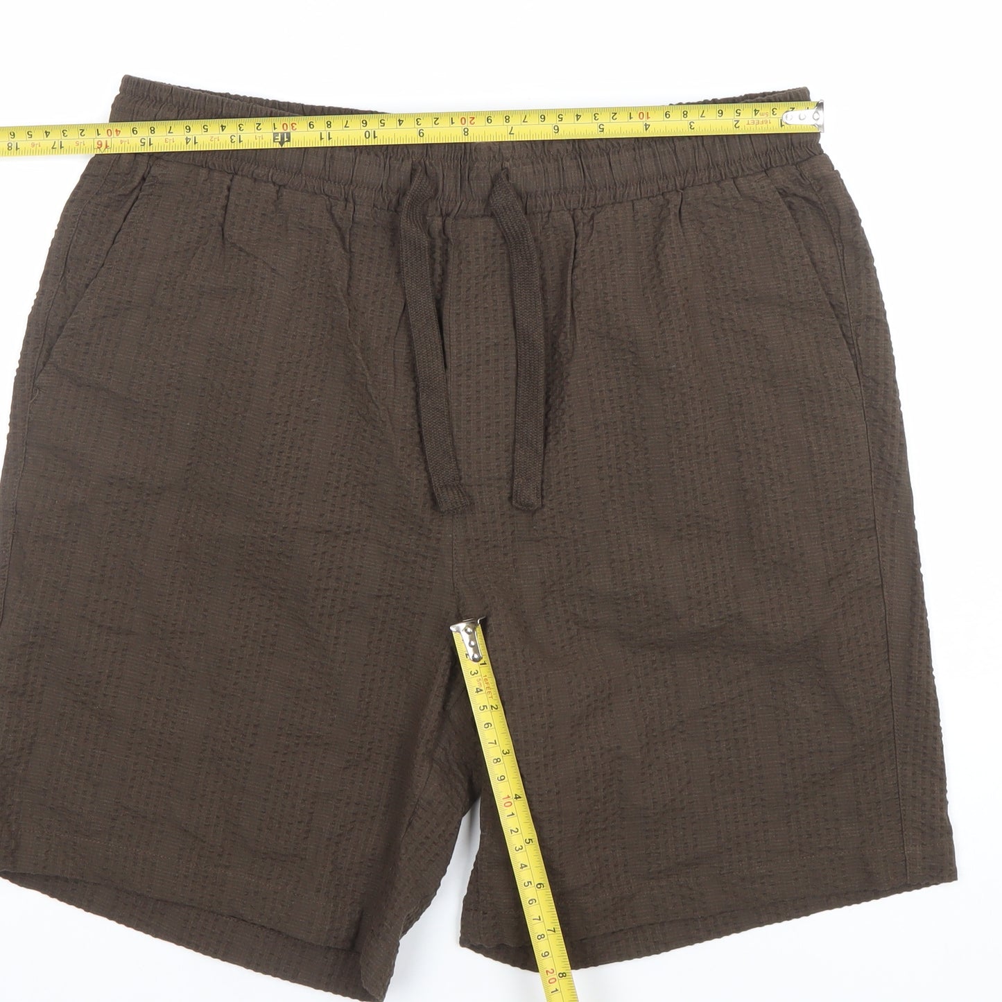 Denim & Co Mens Brown Relaxed Fit Cotton Shorts Size S