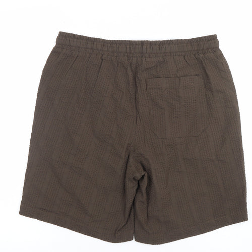 Denim & Co Mens Brown Relaxed Fit Cotton Shorts Size S