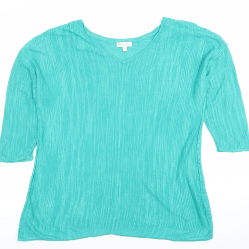 Monsoon Women’s Green V-Neck 3/4 Sleeve Jersey Top Size L