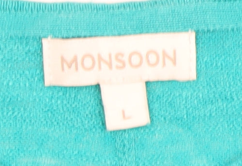 Monsoon Women’s Green V-Neck 3/4 Sleeve Jersey Top Size L