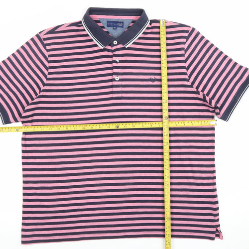 Lincoln Men's Pink Navy Striped Polo Shirt XL Cotton Blend Casual