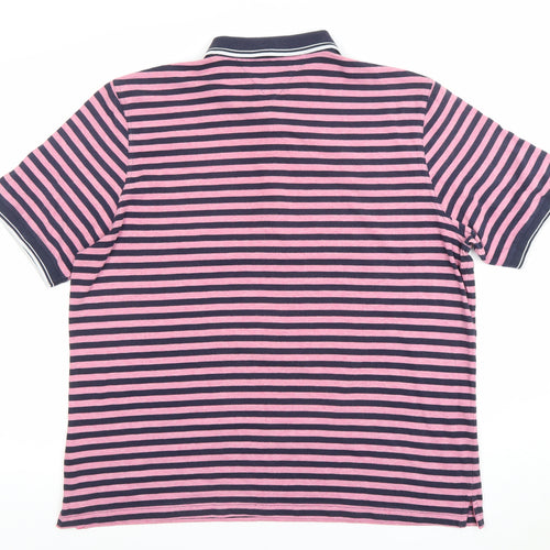 Lincoln Men's Pink Navy Striped Polo Shirt XL Cotton Blend Casual