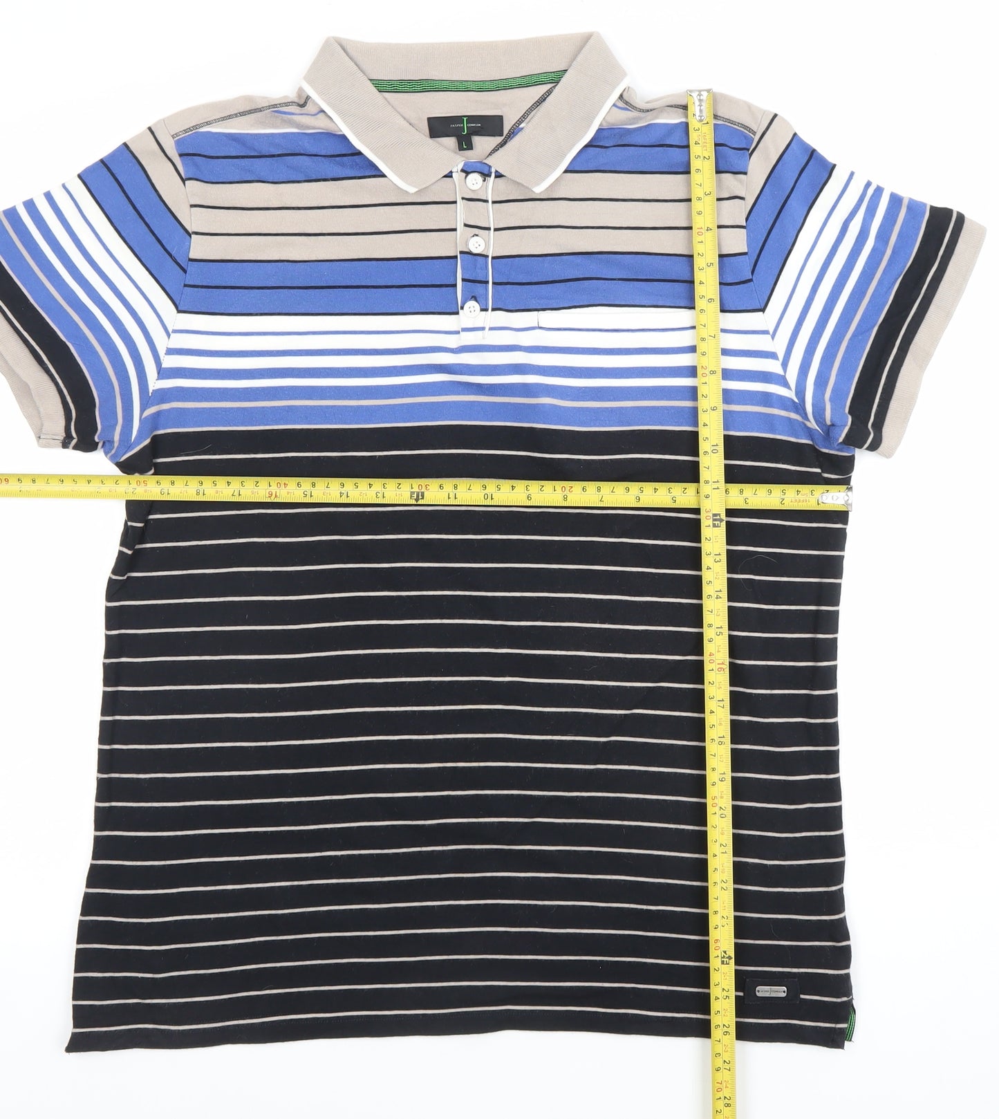 Jasper Conran Men's Multicoloured Striped Polo Shirt L Cotton