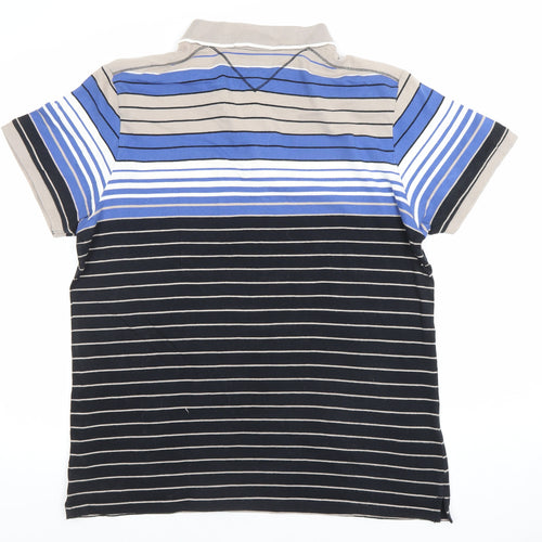 Jasper Conran Men's Multicoloured Striped Polo Shirt L Cotton