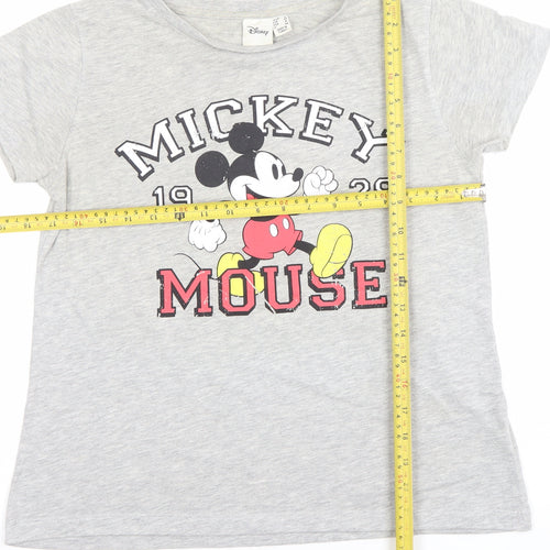 Disney Women's Grey Mickey Mouse T-Shirt Size 12 Short Sleeve Cotton Blend