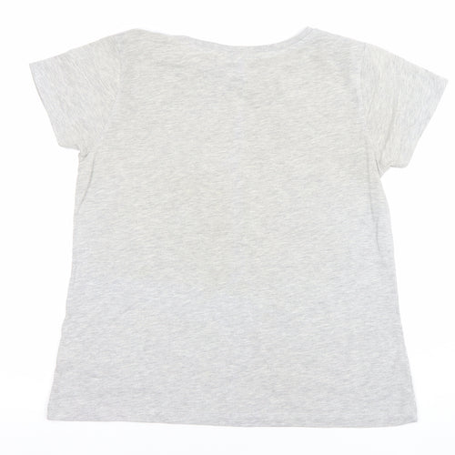 Disney Women's Grey Mickey Mouse T-Shirt Size 12 Short Sleeve Cotton Blend