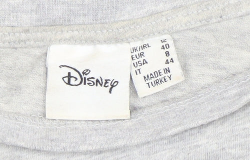 Disney Women's Grey Mickey Mouse T-Shirt Size 12 Short Sleeve Cotton Blend