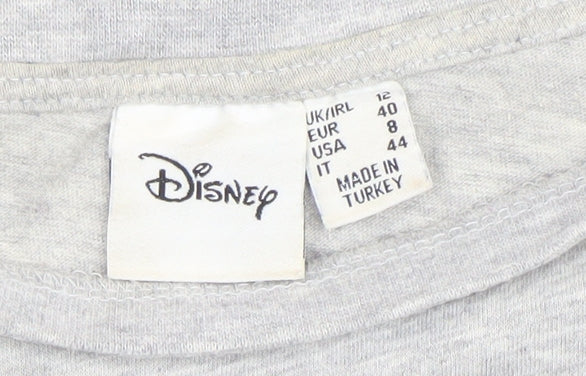 Disney Women's Grey Mickey Mouse T-Shirt Size 12 Short Sleeve Cotton Blend