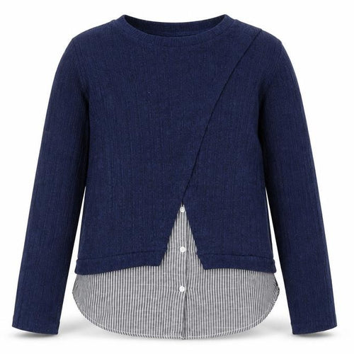 TOPSHOP Women Navy Blue Knit Jumper UK 12 Crew Neck Long Sleeve