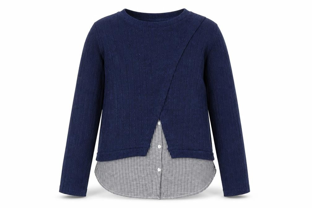 TOPSHOP Women Navy Blue Knit Jumper UK 12 Crew Neck Long Sleeve